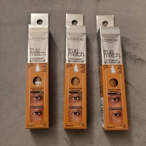 3 Qty. L'Oreal True Match Eye Cream Concealer W-7 Dark. Fonce.